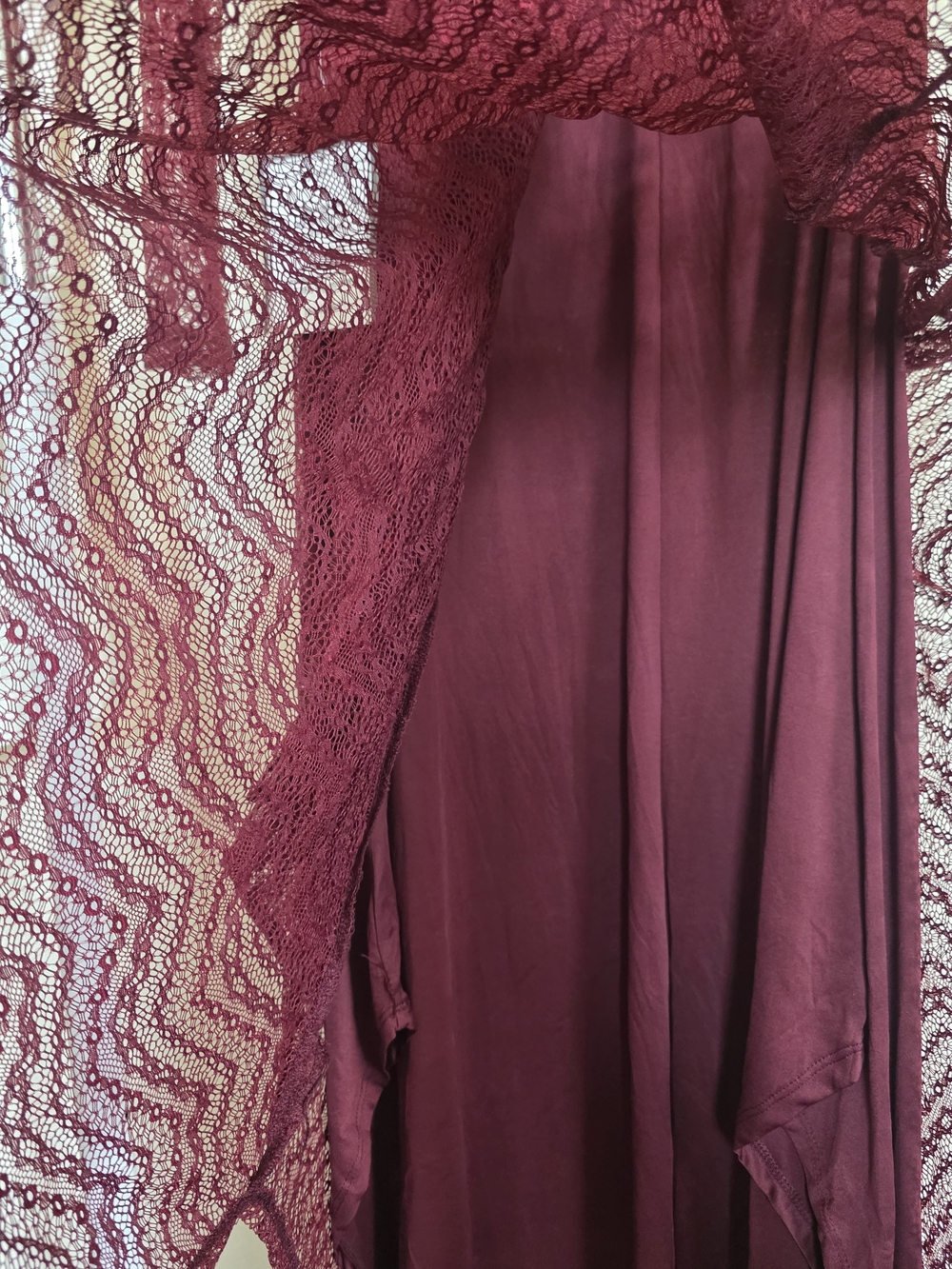 RACHEL Rachel Roy Burgundy Lace Maxi Dress with Neck Tie Beatrice Long Sleeve - Picture 9 of 9